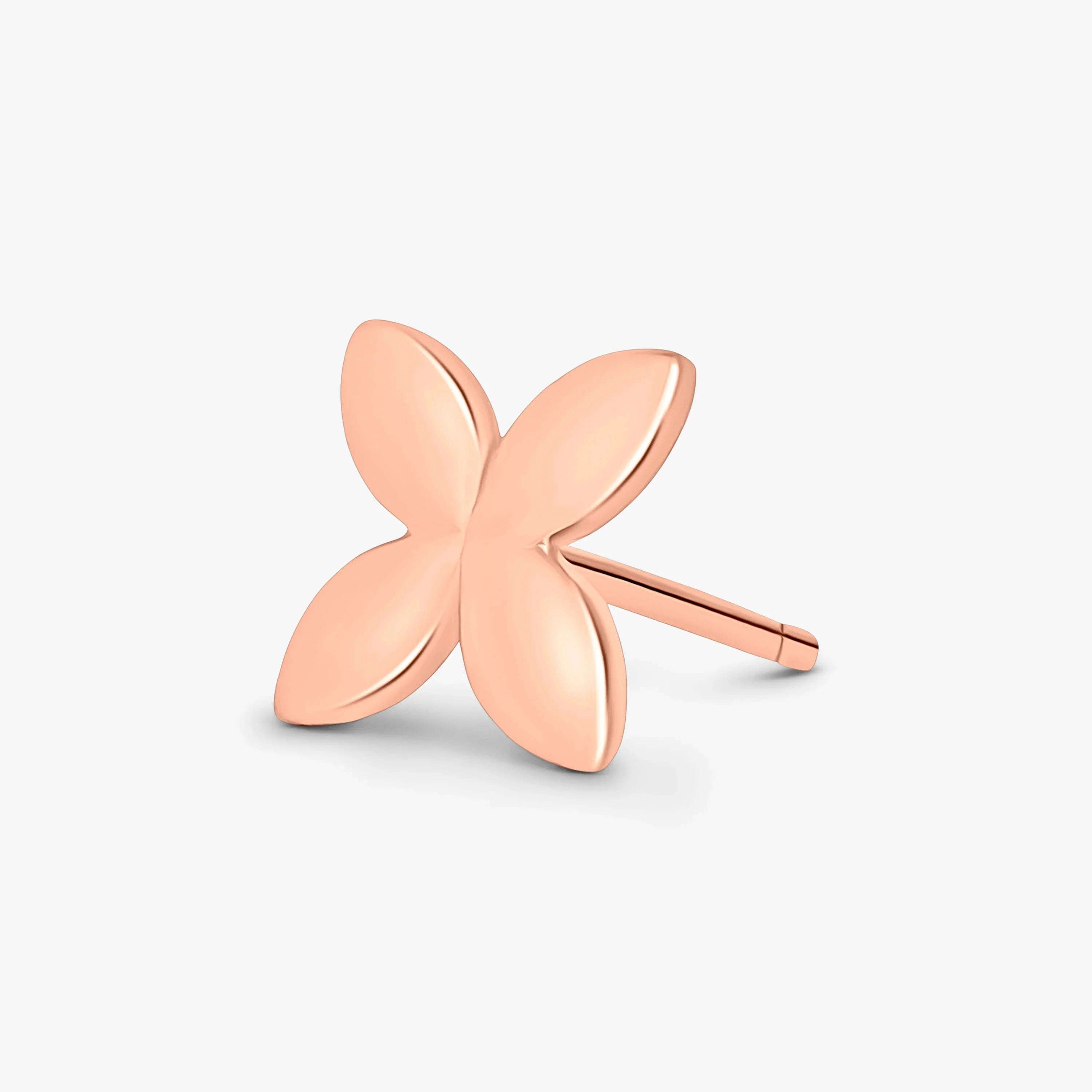 Marwa Jewels rose gold flower-shaped stud earring on white background, elegant delicate jewellery