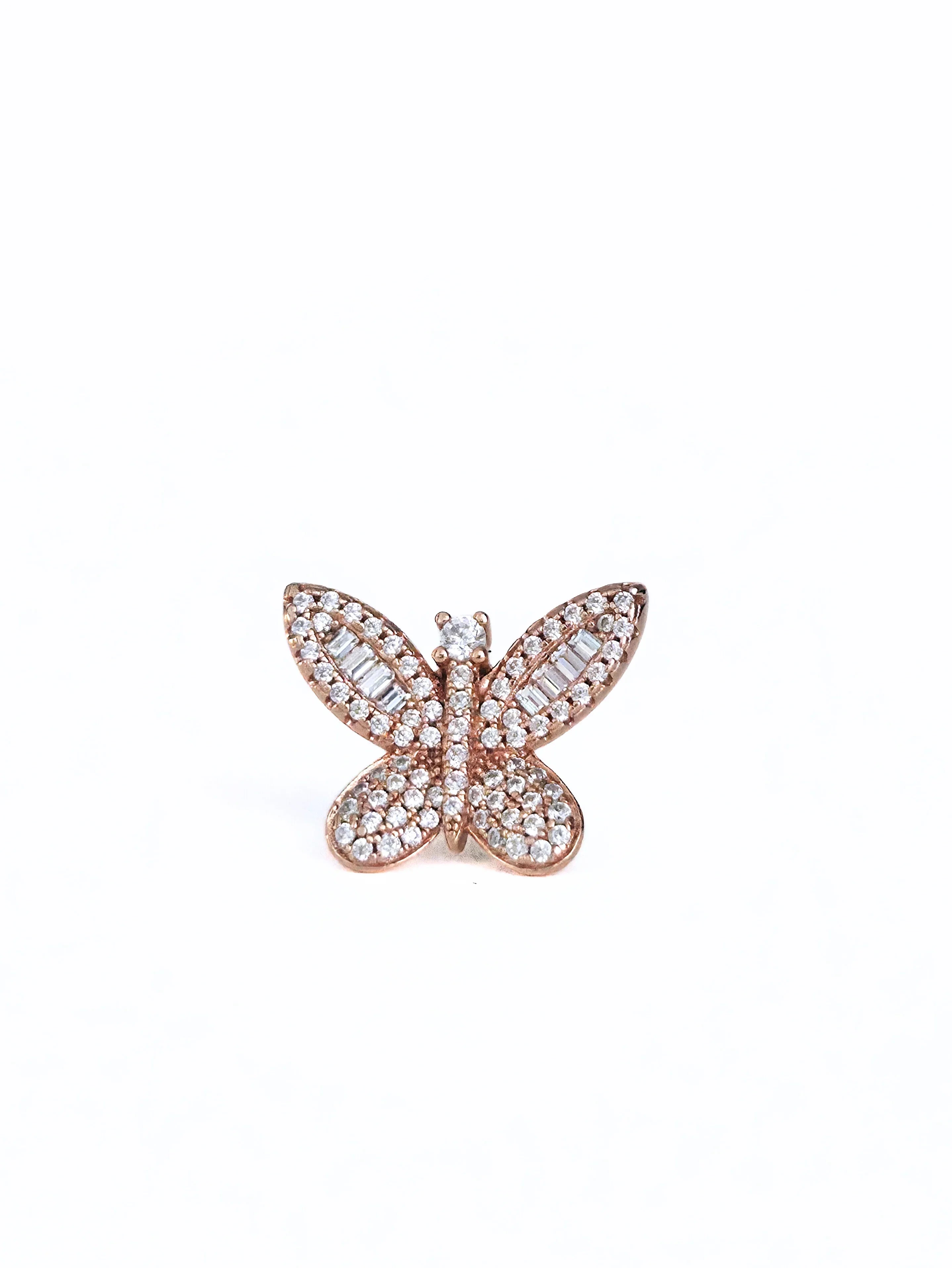 shimmering butterfly- shite background- rose gold front