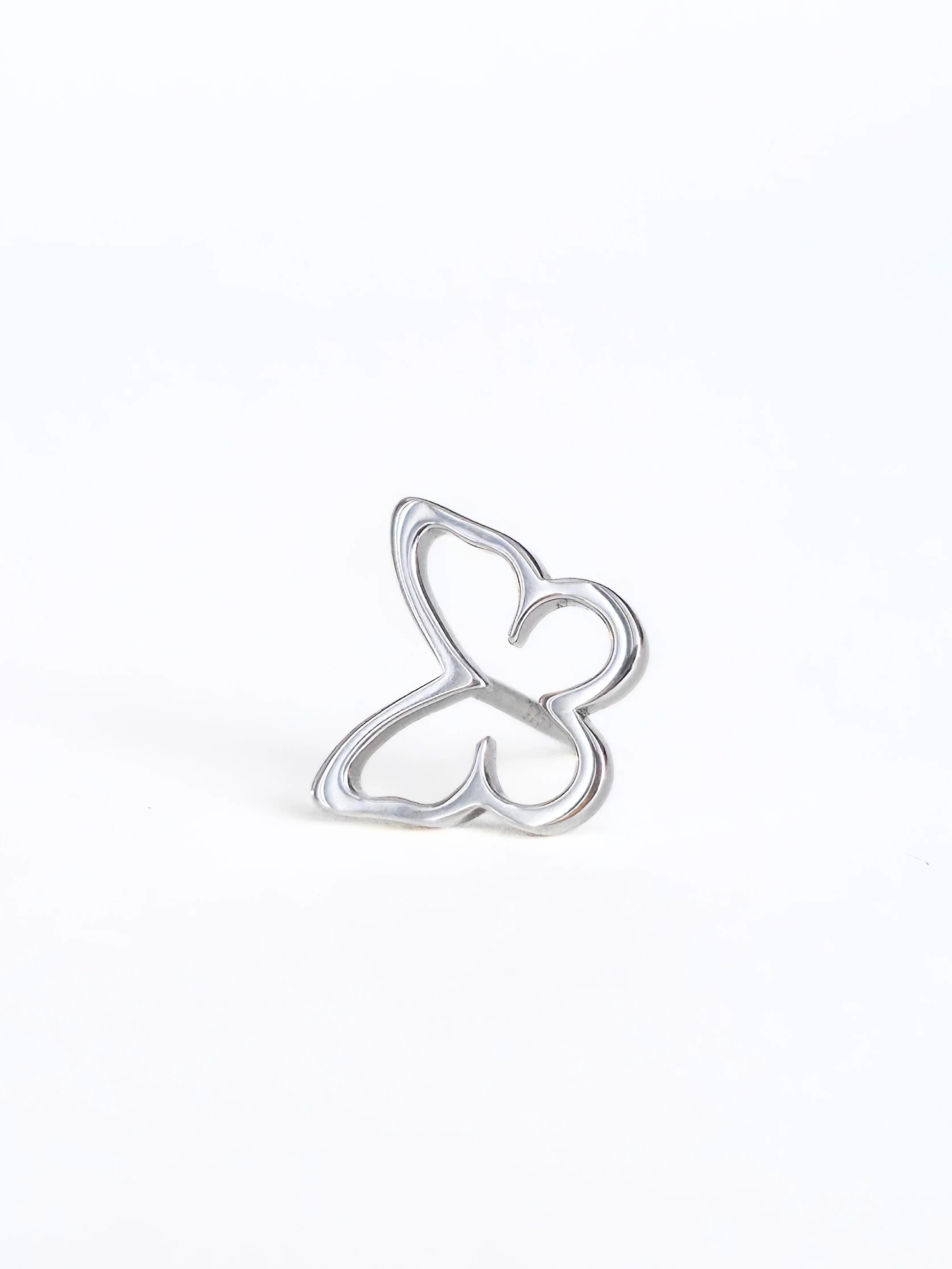 Open butterfly earrings- silver- front