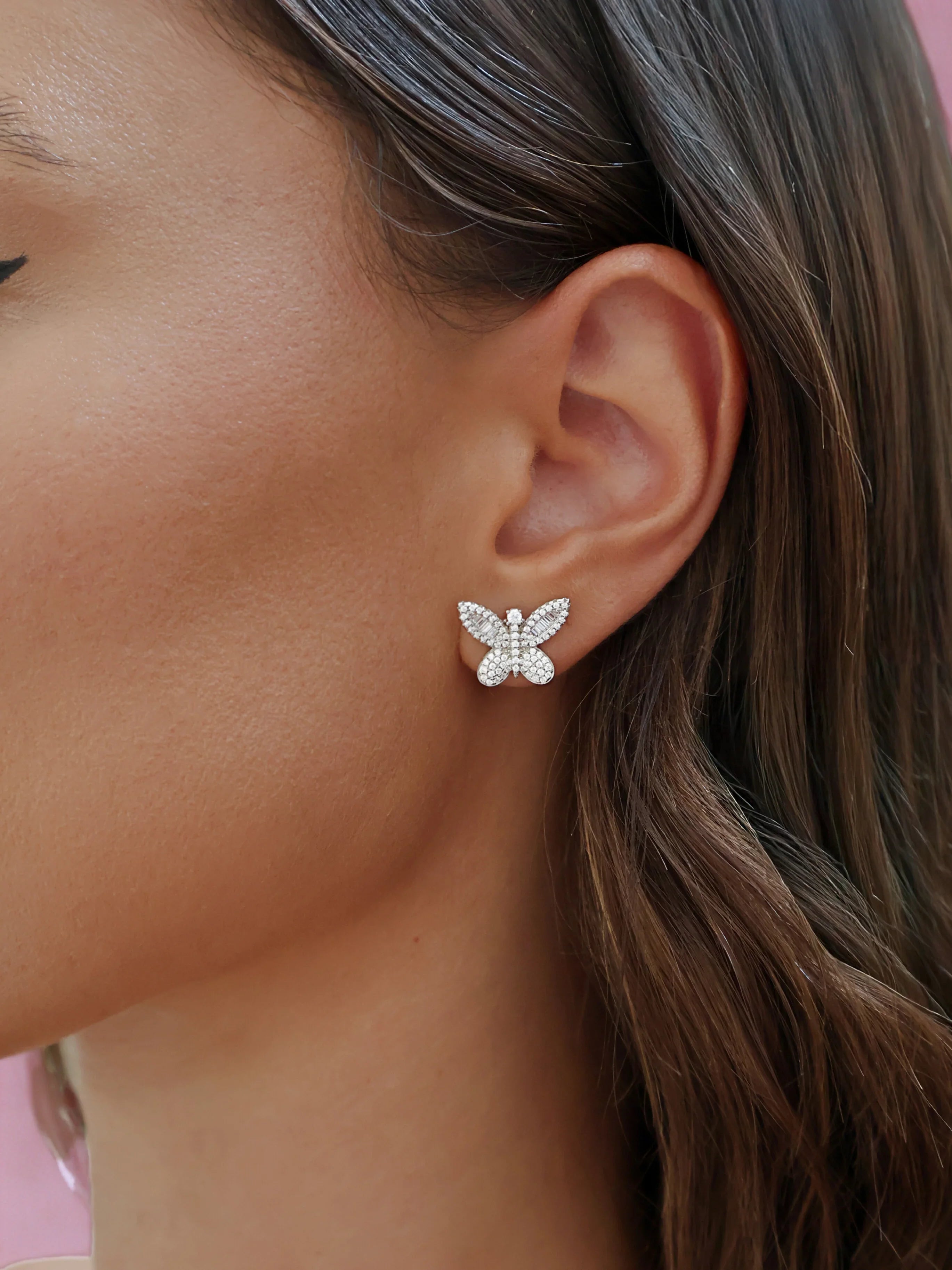 Marwa Jewels butterfly-shaped diamond pendant with white gold setting and sparkling stones