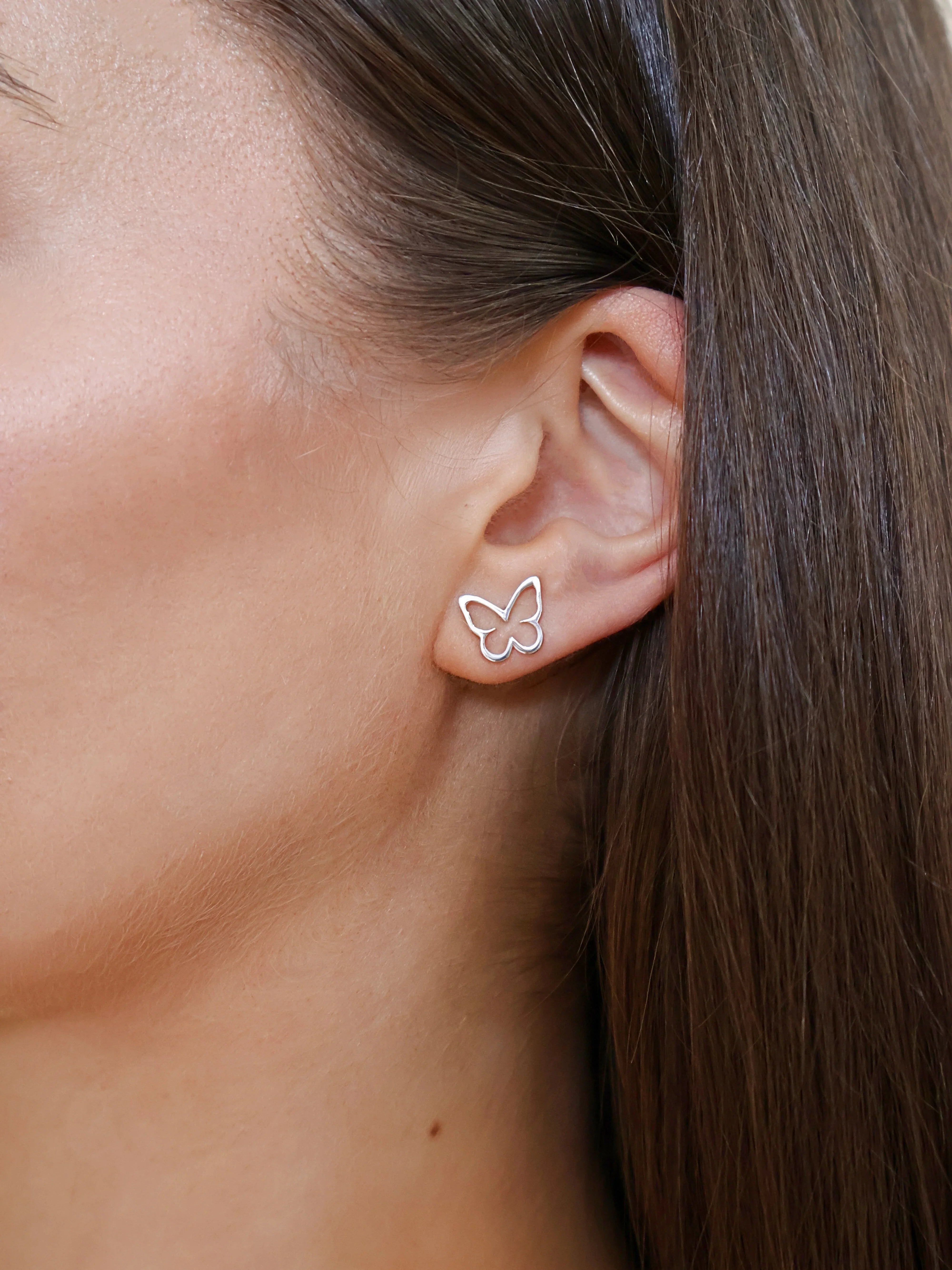Minimalist silver butterfly-shaped open ring on white background, Marwa Jewels