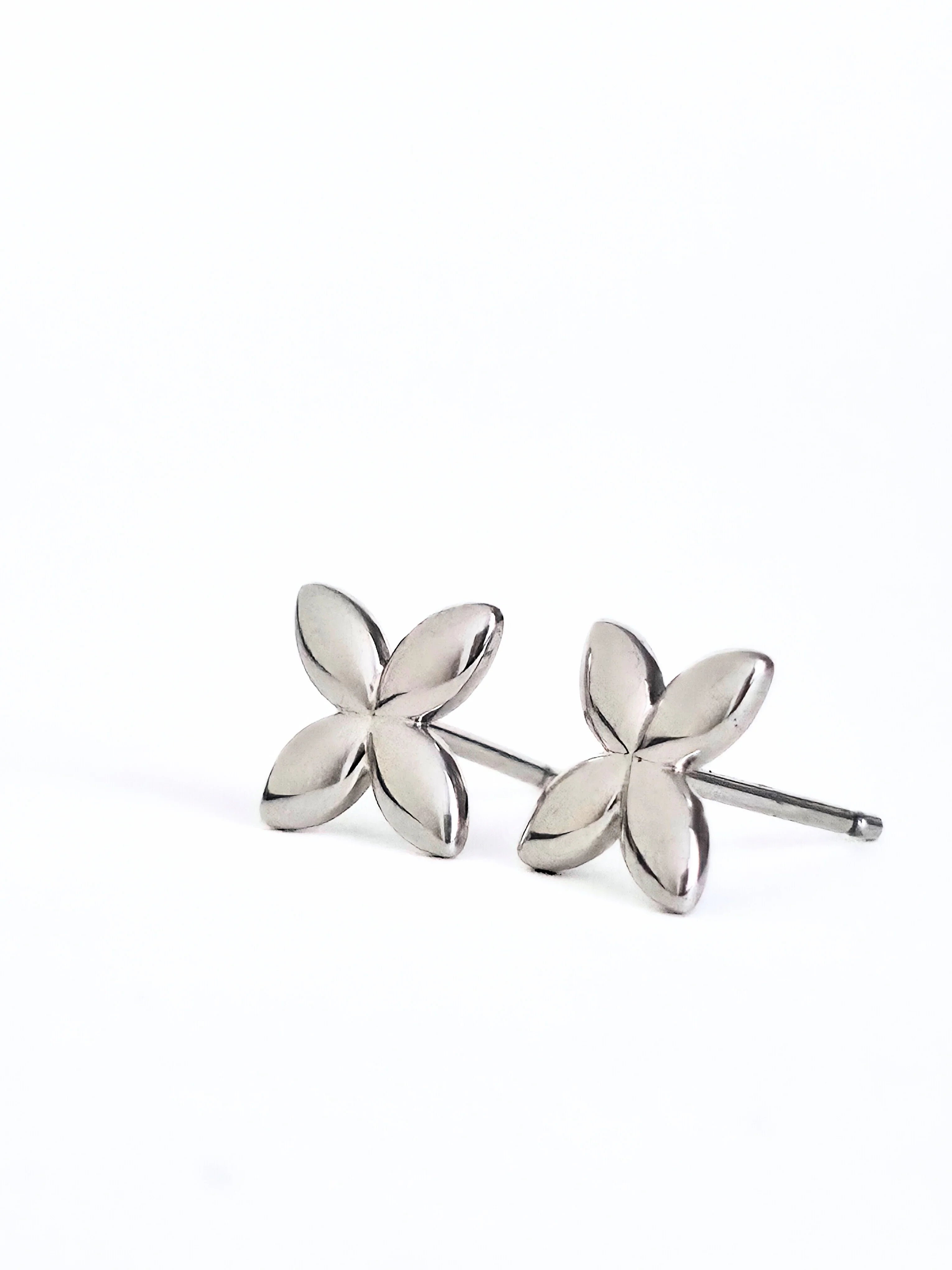 silver butterfly shape - white bakcground pair