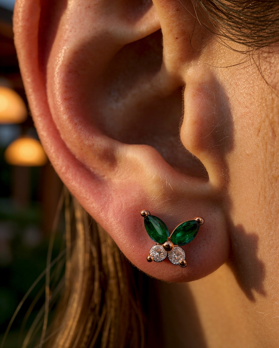 Petite Butterfly Earrings | Rose Gold