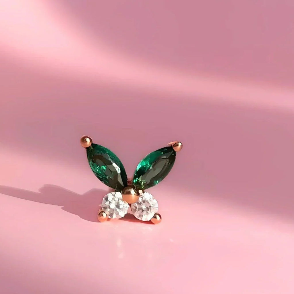 Petite Butterfly Earrings | Rose Gold - Marwa Jewels, close up