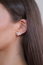 close up open shimmering butterfly earrings
