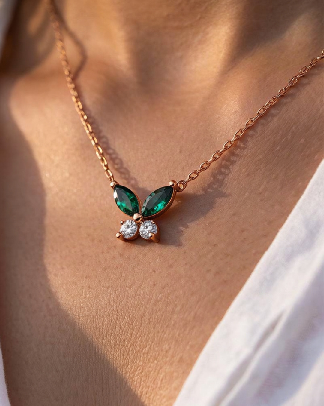 Petite Butterfly Necklace | Rose Gold
