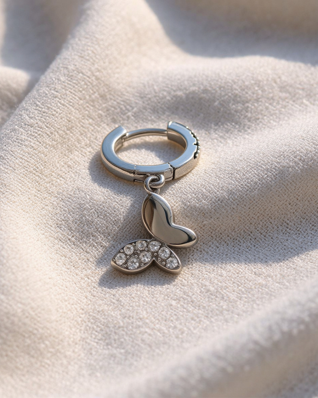 Chic Butterfly Huggie Drop Earrings | Silver