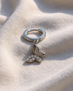 Chic Butterfly Huggie Drop Earrings | Silver