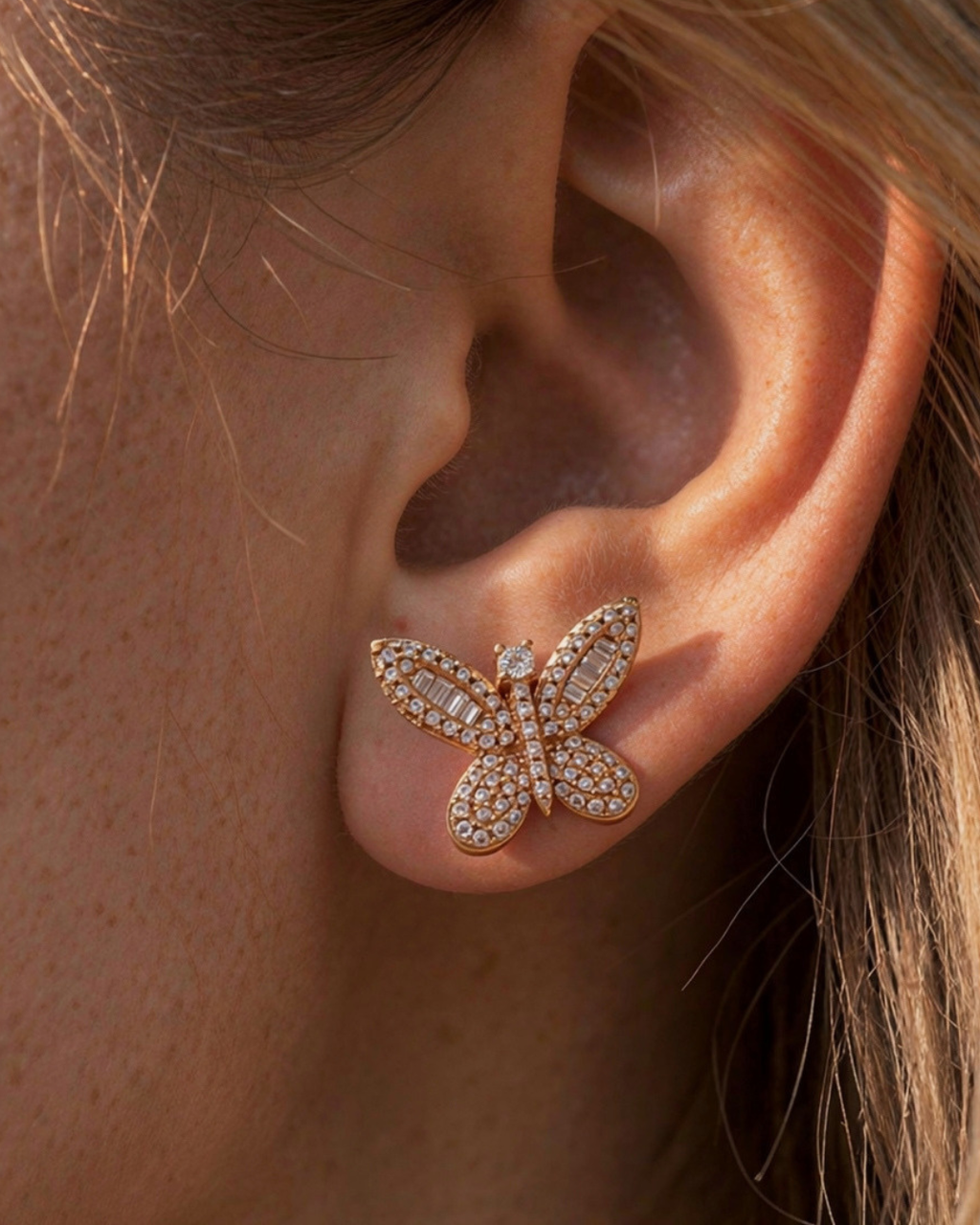 Shimmering Butterfly Earrings | Rose Gold