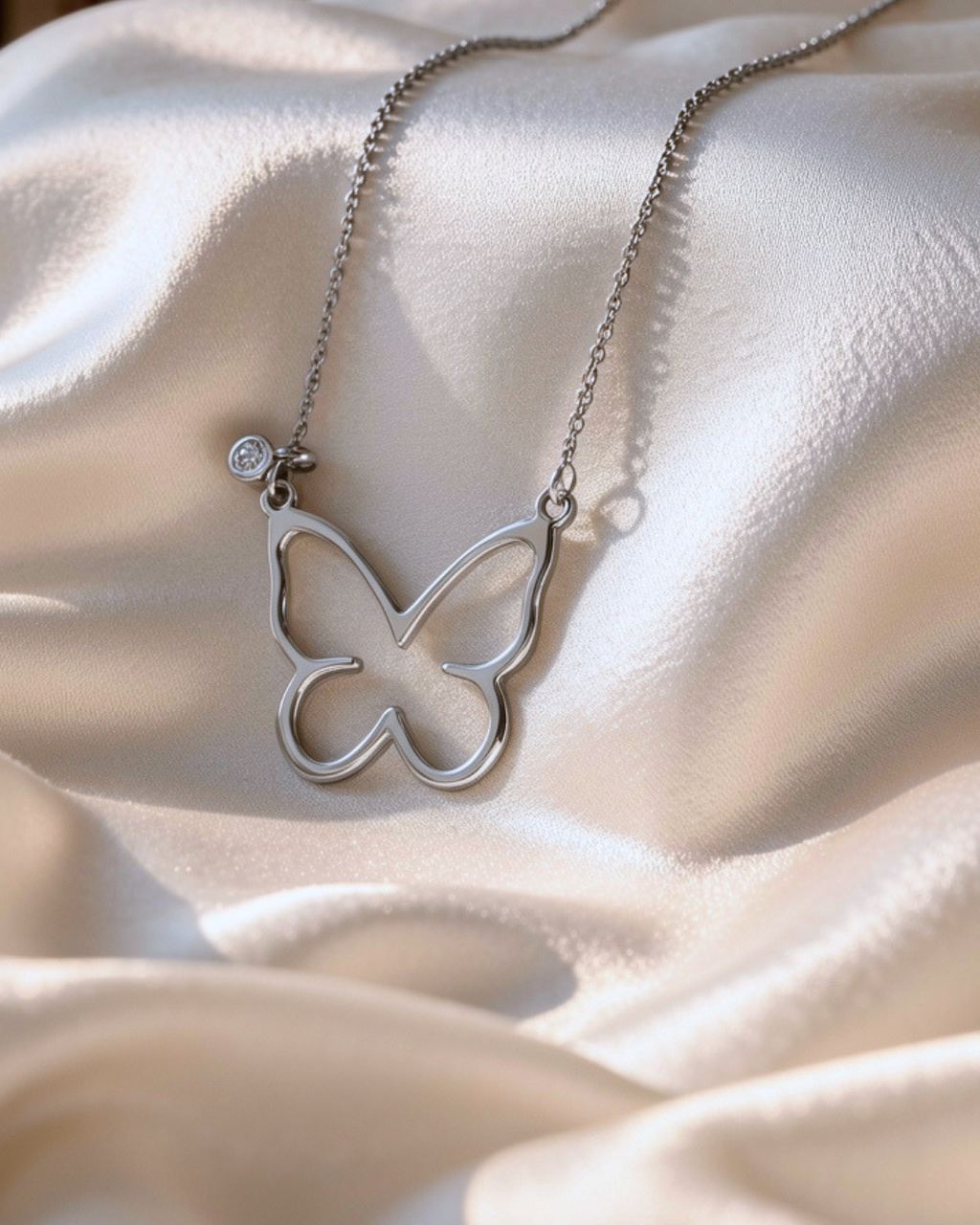 Open Butterfly Necklace | Silver