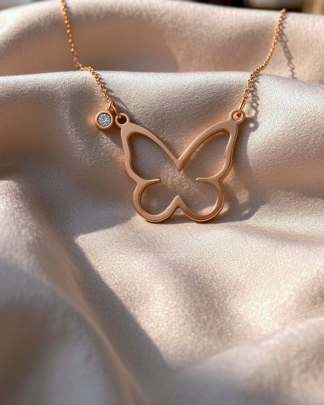 Open Butterfly Necklace | Rose Gold
