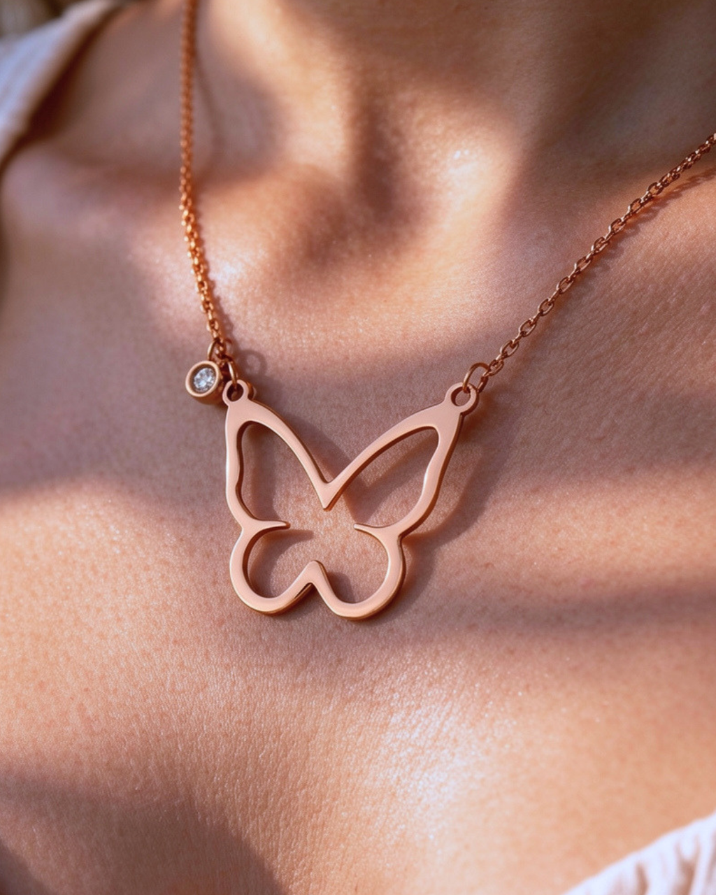 Open Butterfly Necklace | Rose Gold