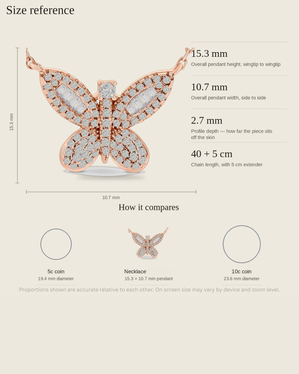 Shimmering Butterfly Necklace |  Rose Gold