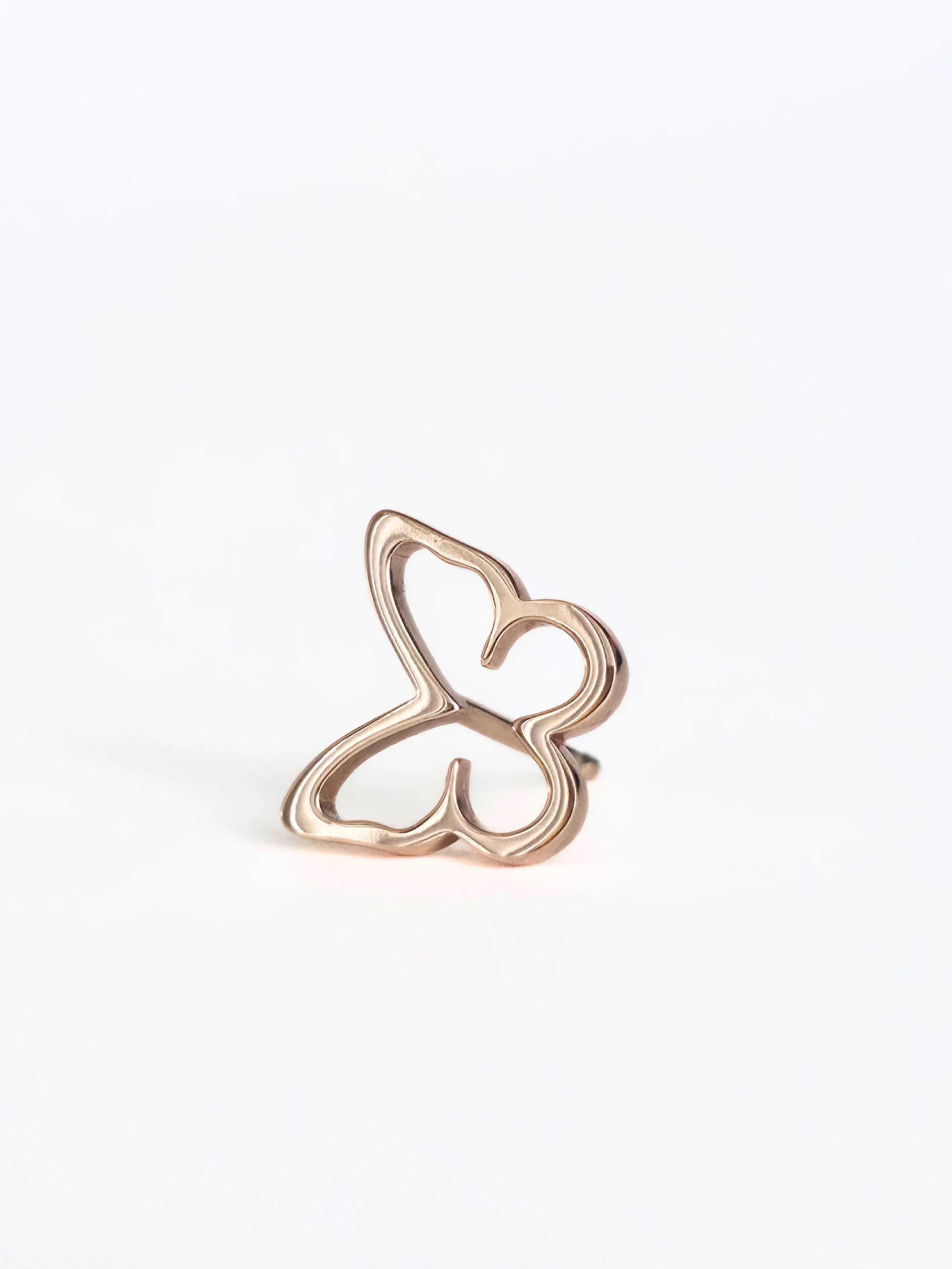 Rose gold butterfly - open butterfly earrings rose gold - front