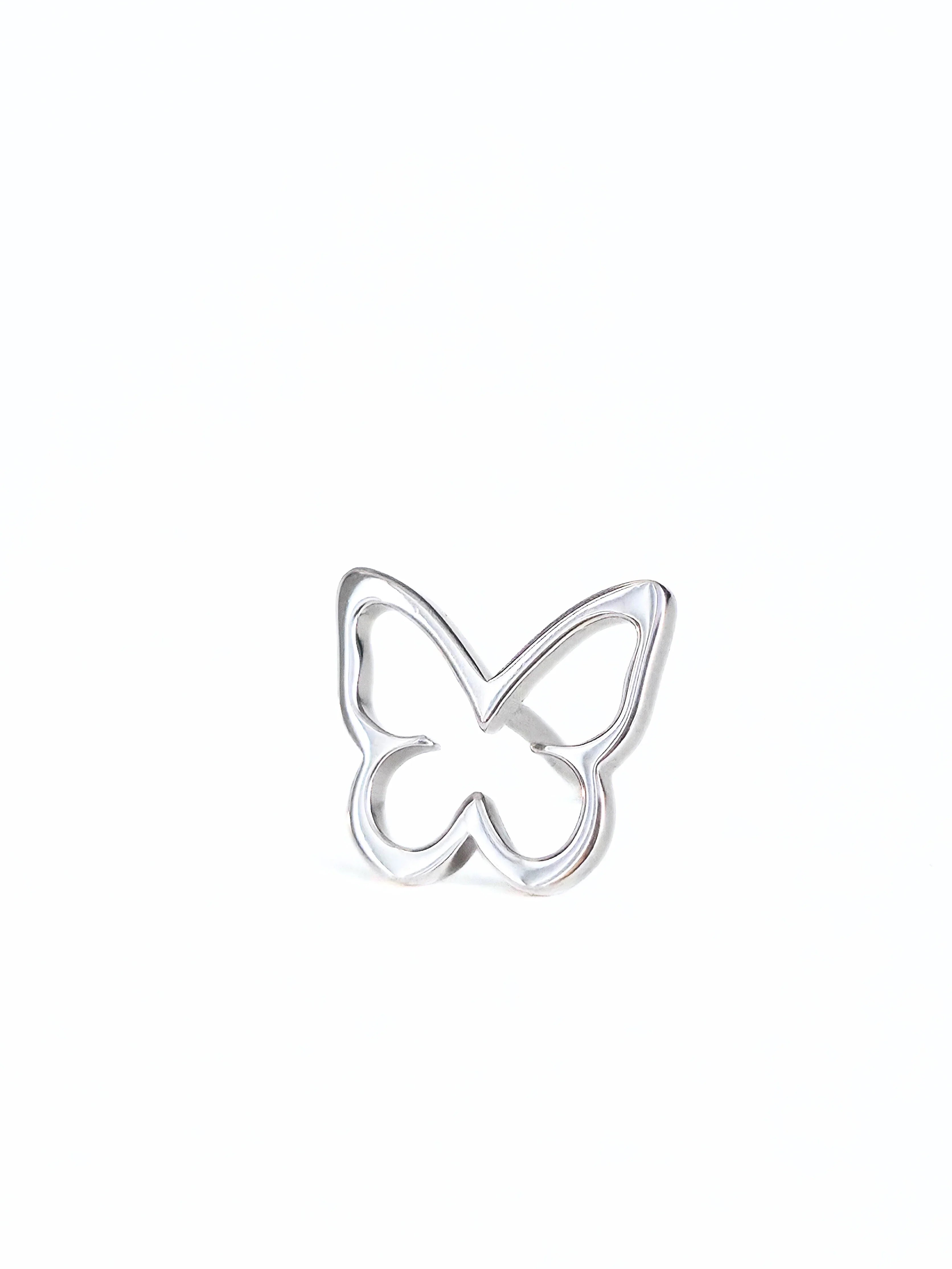 Open butterfly earrings- silver- front