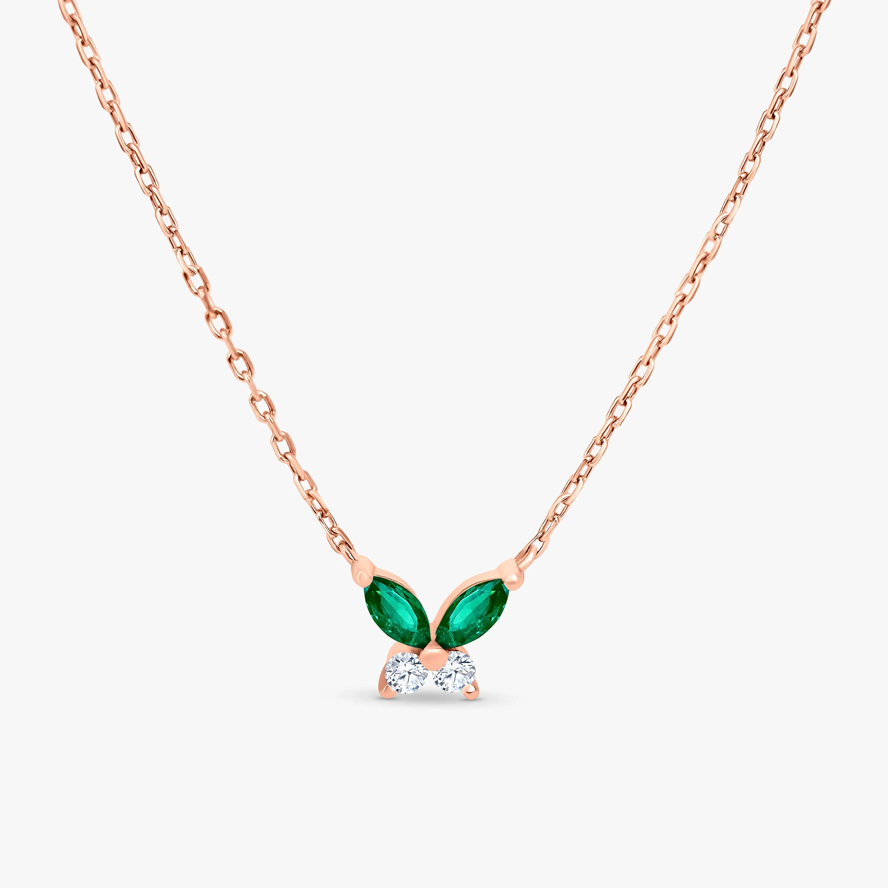 Petite butterfly necklace rose gold - further