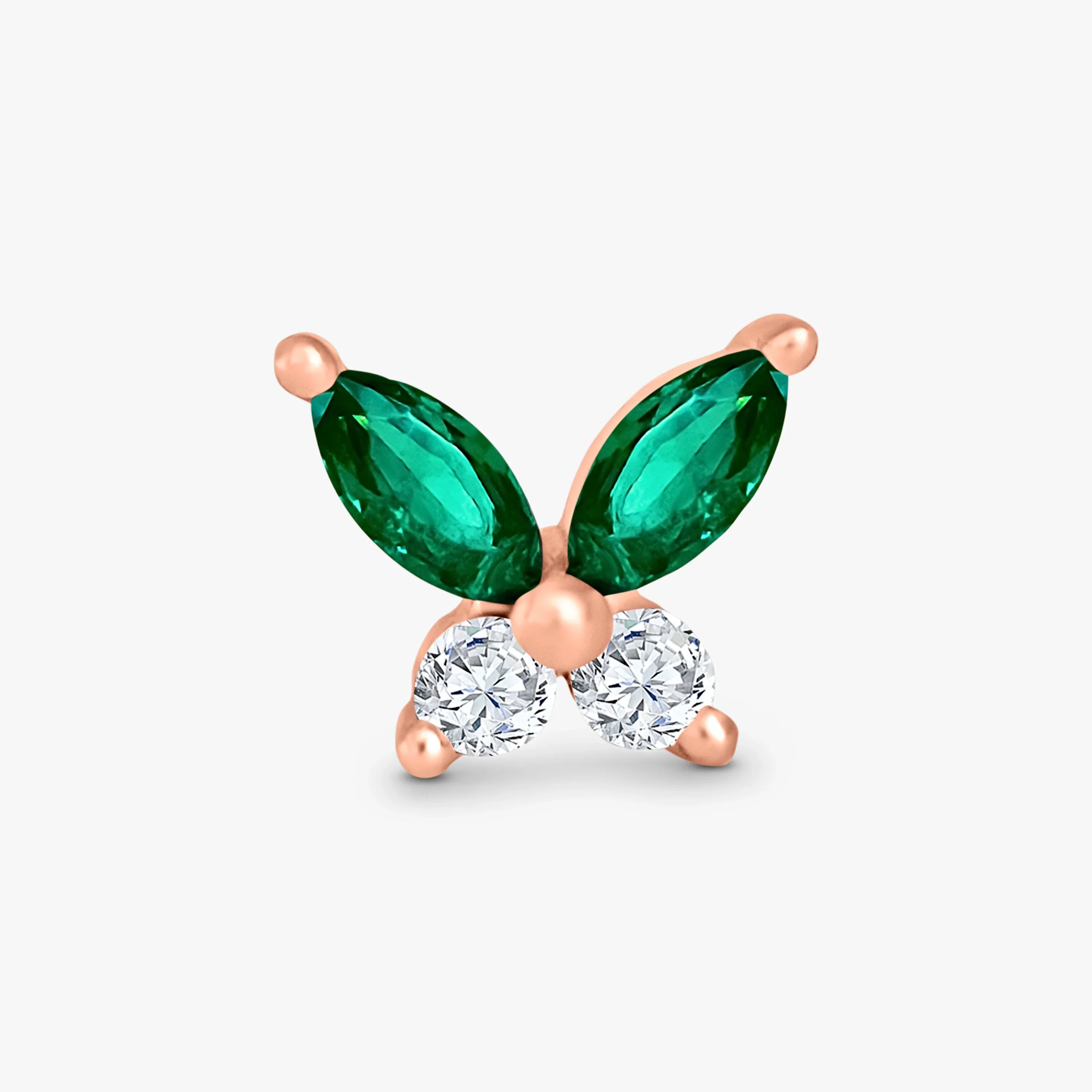 Butterfly earring close up rose gold