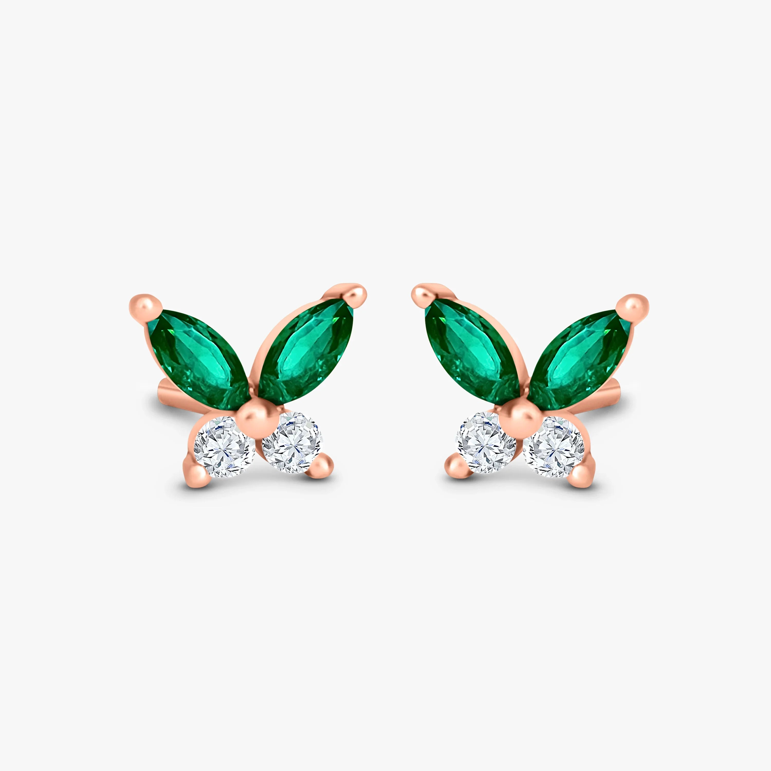 butterfly earring rose gold pair