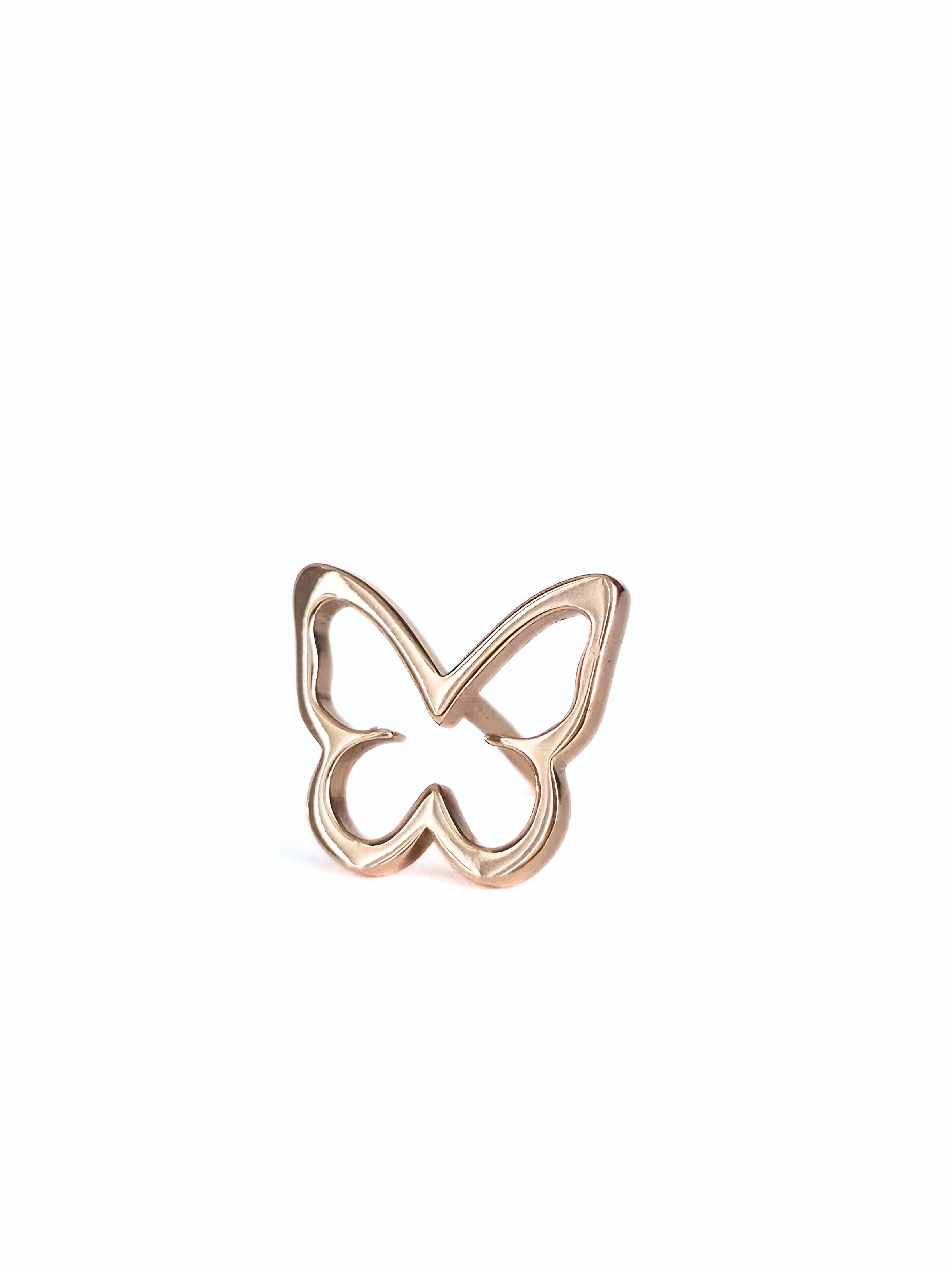 Rose gold butterfly - open butterfly earrings rose gold - front