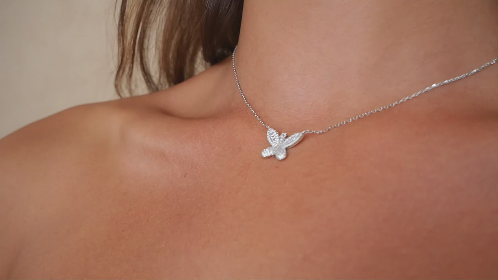 Shimmering Butterfly Necklace | Silver