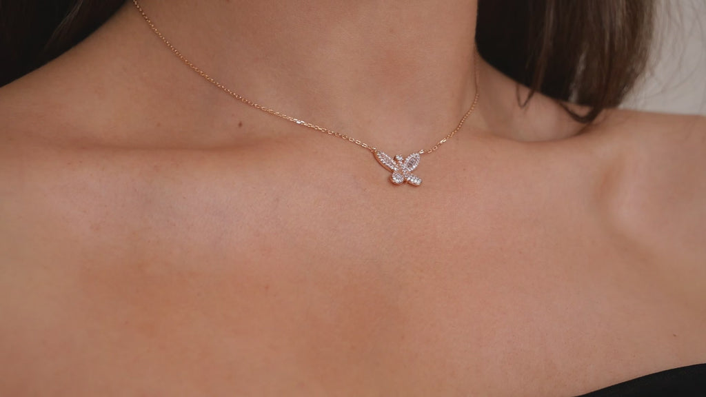 Shimmering Butterfly Necklace |  Rose Gold