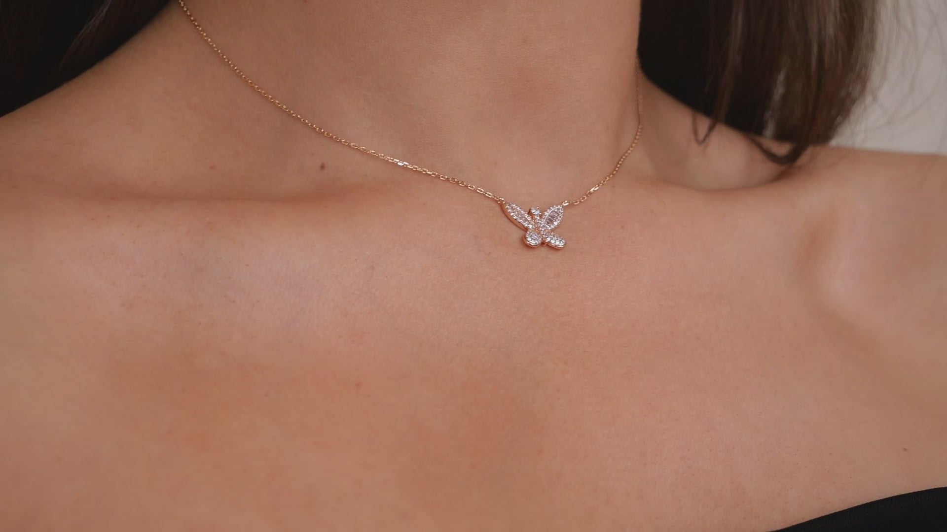 Shimmering Butterfly Necklace |  Rose Gold