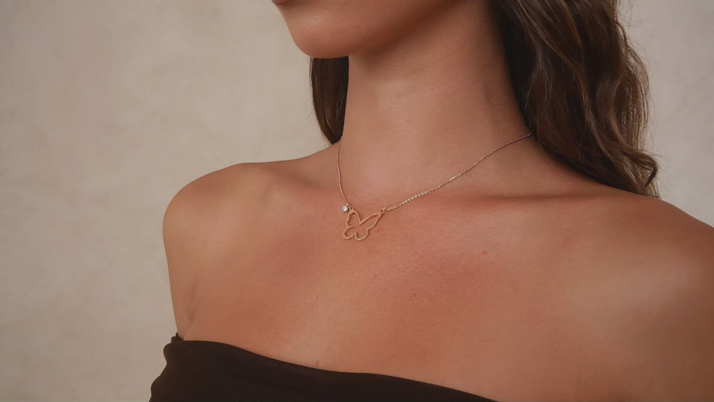 Open Butterfly Necklace | Rose Gold